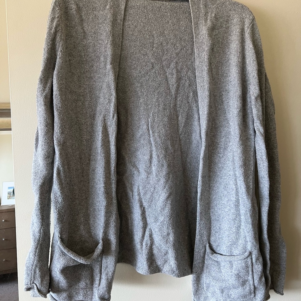 Grey open front cardigan
